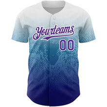 Load image into Gallery viewer, Custom White Purple-Royal 3D Pattern Design Gradient Style Animal Snake Authentic Baseball Jersey