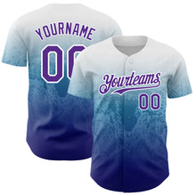 Load image into Gallery viewer, Custom White Purple-Royal 3D Pattern Design Gradient Style Animal Snake Authentic Baseball Jersey