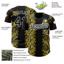 Load image into Gallery viewer, Custom Black Yellow-White 3D Pattern Design Animal Snake Authentic Baseball Jersey