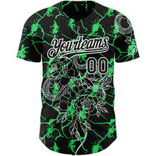 Load image into Gallery viewer, Custom Black Neon Green-White 3D Pattern Design Animal Snake Authentic Baseball Jersey