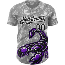 Загрузить изображение в средство просмотра галереи, Custom Gray Black-White 3D Pattern Design Animal Scorpion Authentic Baseball Jersey