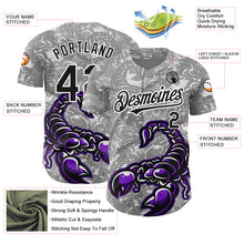 Загрузить изображение в средство просмотра галереи, Custom Gray Black-White 3D Pattern Design Animal Scorpion Authentic Baseball Jersey