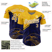 Load image into Gallery viewer, Custom Yellow Old Gold-Navy 3D Pattern Design Animal Eagle Authentic Baseball Jersey