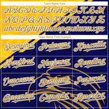 Load image into Gallery viewer, Custom Yellow Old Gold-Navy 3D Pattern Design Animal Eagle Authentic Baseball Jersey