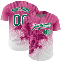 Load image into Gallery viewer, Custom Pink Kelly Green-White 3D Pattern Design Animal Eagle Authentic Baseball Jersey