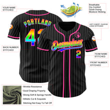 Charger l'image dans la galerie, Custom Black White Pinstripe Rainbow-Pink 3D Authentic Baseball Jersey