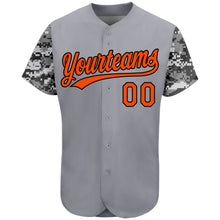 Laden Sie das Bild in den Galerie-Viewer, Custom Gray Orange Black-Camo 3D Pattern Design Authentic Baseball Jersey
