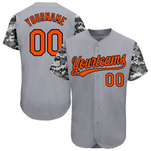 Laden Sie das Bild in den Galerie-Viewer, Custom Gray Orange Black-Camo 3D Pattern Design Authentic Baseball Jersey