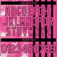 Загрузить изображение в средство просмотра галереи, Custom Pink Black 3D Pattern Design Tropical Palm Leaves And Famingo Authentic Baseball Jersey