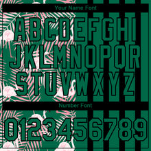 Laden Sie das Bild in den Galerie-Viewer, Custom Kelly Green Black 3D Pattern Design Tropical Palm Leaves And Famingo Authentic Baseball Jersey