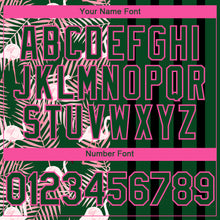 Load image into Gallery viewer, Custom Green Pink-Black 3D Pattern Design Tropical Palm Leaves And Famingo Authentic Baseball Jersey