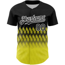 Load image into Gallery viewer, Custom Black Light Yellow-White 3D Pattern Design Lines Authentic Baseball Jersey