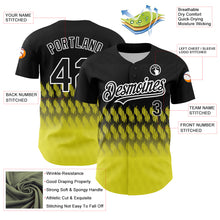 Load image into Gallery viewer, Custom Black Light Yellow-White 3D Pattern Design Lines Authentic Baseball Jersey
