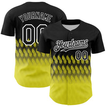 Load image into Gallery viewer, Custom Black Light Yellow-White 3D Pattern Design Lines Authentic Baseball Jersey