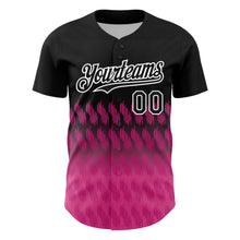 Load image into Gallery viewer, Custom Black Pink-White 3D Pattern Design Lines Authentic Baseball Jersey