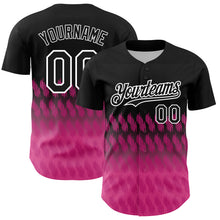 Load image into Gallery viewer, Custom Black Pink-White 3D Pattern Design Lines Authentic Baseball Jersey