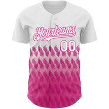 Load image into Gallery viewer, Custom White Pink 3D Pattern Design Lines Authentic Baseball Jersey