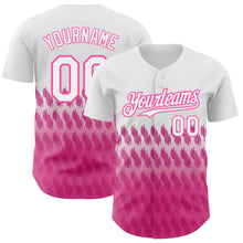 Load image into Gallery viewer, Custom White Pink 3D Pattern Design Lines Authentic Baseball Jersey