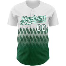 Load image into Gallery viewer, Custom White Kelly Green 3D Pattern Design Lines Authentic Baseball Jersey