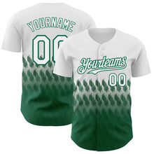 Load image into Gallery viewer, Custom White Kelly Green 3D Pattern Design Lines Authentic Baseball Jersey