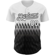 Load image into Gallery viewer, Custom White Black 3D Pattern Design Lines Authentic Baseball Jersey