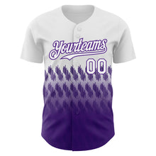 Load image into Gallery viewer, Custom White Purple 3D Pattern Design Lines Authentic Baseball Jersey