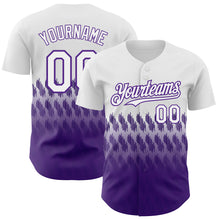 Load image into Gallery viewer, Custom White Purple 3D Pattern Design Lines Authentic Baseball Jersey