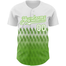 Laden Sie das Bild in den Galerie-Viewer, Custom White Neon Green 3D Pattern Design Lines Authentic Baseball Jersey