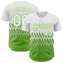 Laden Sie das Bild in den Galerie-Viewer, Custom White Neon Green 3D Pattern Design Lines Authentic Baseball Jersey