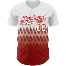 Charger l'image dans la galerie, Custom White Red 3D Pattern Design Lines Authentic Baseball Jersey