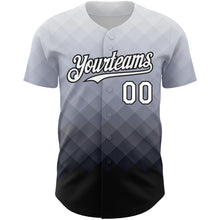 Laden Sie das Bild in den Galerie-Viewer, Custom Gray White-Black 3D Pattern Design Gradient Square Shape Authentic Baseball Jersey