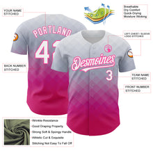 Laden Sie das Bild in den Galerie-Viewer, Custom Gray White-Pink 3D Pattern Design Gradient Square Shape Authentic Baseball Jersey