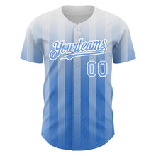 Laden Sie das Bild in den Galerie-Viewer, Custom White Light Blue 3D Pattern Design Stripes Authentic Baseball Jersey