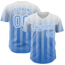 Laden Sie das Bild in den Galerie-Viewer, Custom White Light Blue 3D Pattern Design Stripes Authentic Baseball Jersey