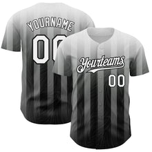 Load image into Gallery viewer, Custom Gray White-Black 3D Pattern Design Stripes Authentic Baseball Jersey