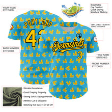 Charger l'image dans la galerie, Custom Sky Blue Yellow-Black 3D Pattern Design Duck Authentic Baseball Jersey