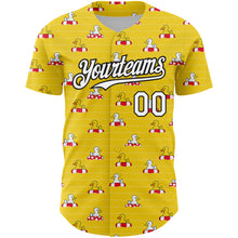 Load image into Gallery viewer, Custom Yellow White-Black 3D Pattern Design Duck Authentic Baseball Jersey