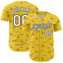 Load image into Gallery viewer, Custom Yellow White-Black 3D Pattern Design Duck Authentic Baseball Jersey