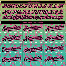 Laden Sie das Bild in den Galerie-Viewer, Custom Green Black-Pink 3D Pattern Design Tropical Hawaii Palm Trees And Flamingo Authentic Baseball Jersey