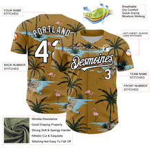 Загрузить изображение в средство просмотра галереи, Custom Old Gold White-Black 3D Pattern Design Tropical Hawaii Palm Trees Authentic Baseball Jersey
