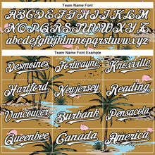 Загрузить изображение в средство просмотра галереи, Custom Old Gold White-Black 3D Pattern Design Tropical Hawaii Palm Trees Authentic Baseball Jersey