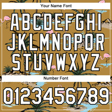 Загрузить изображение в средство просмотра галереи, Custom Old Gold White-Black 3D Pattern Design Tropical Hawaii Palm Trees Authentic Baseball Jersey