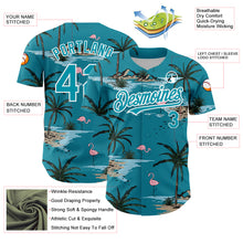 Загрузить изображение в средство просмотра галереи, Custom Teal White 3D Pattern Design Tropical Hawaii Palm Trees Authentic Baseball Jersey
