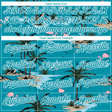Загрузить изображение в средство просмотра галереи, Custom Teal White 3D Pattern Design Tropical Hawaii Palm Trees Authentic Baseball Jersey