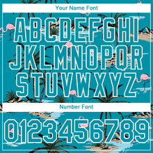 Загрузить изображение в средство просмотра галереи, Custom Teal White 3D Pattern Design Tropical Hawaii Palm Trees Authentic Baseball Jersey