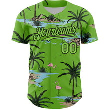 Charger l'image dans la galerie, Custom Neon Green Black 3D Pattern Design Tropical Hawaii Palm Trees Authentic Baseball Jersey