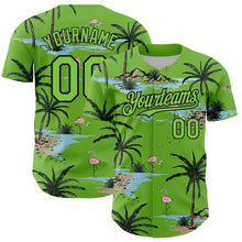 Charger l'image dans la galerie, Custom Neon Green Black 3D Pattern Design Tropical Hawaii Palm Trees Authentic Baseball Jersey