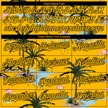 Загрузить изображение в средство просмотра галереи, Custom Yellow Black 3D Pattern Design Tropical Hawaii Palm Trees Authentic Baseball Jersey