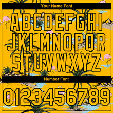 Загрузить изображение в средство просмотра галереи, Custom Yellow Black 3D Pattern Design Tropical Hawaii Palm Trees Authentic Baseball Jersey