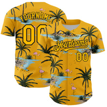Загрузить изображение в средство просмотра галереи, Custom Yellow Black 3D Pattern Design Tropical Hawaii Palm Trees Authentic Baseball Jersey